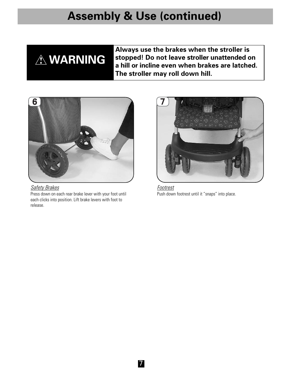 Assembly & use (continued), Warning | Fisher-Price FP3456 User Manual | Page 7 / 12