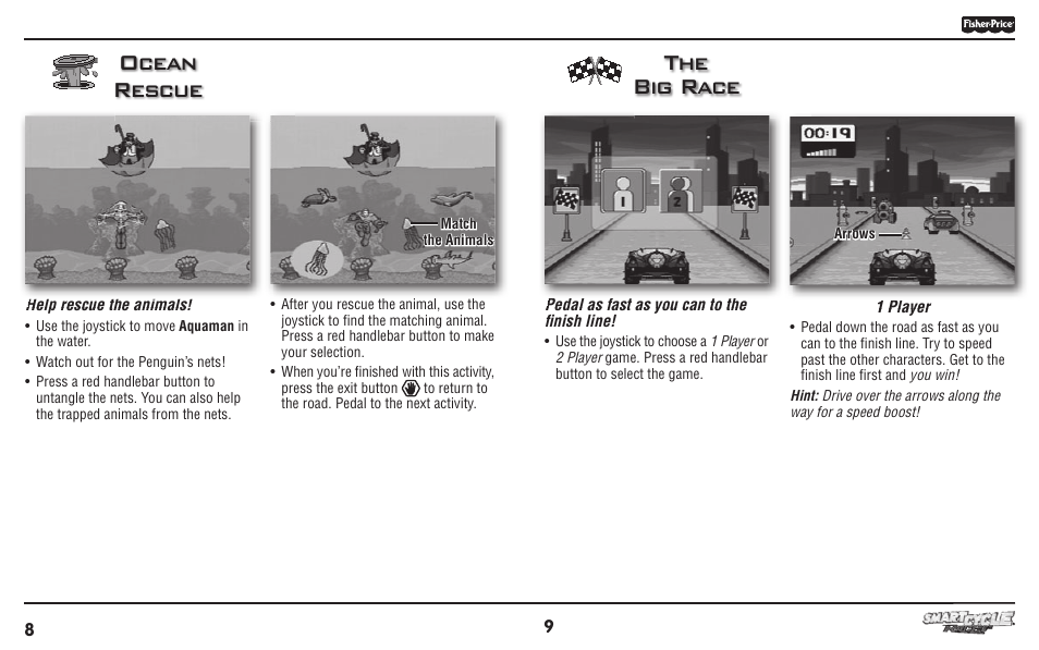 Ocean rescue, The big race | Fisher-Price T6347 User Manual | Page 5 / 8