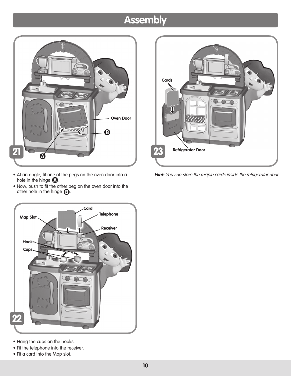 Assembly | Fisher-Price DORA TALKING KITCHEN H1581 User Manual | Page 10 / 12