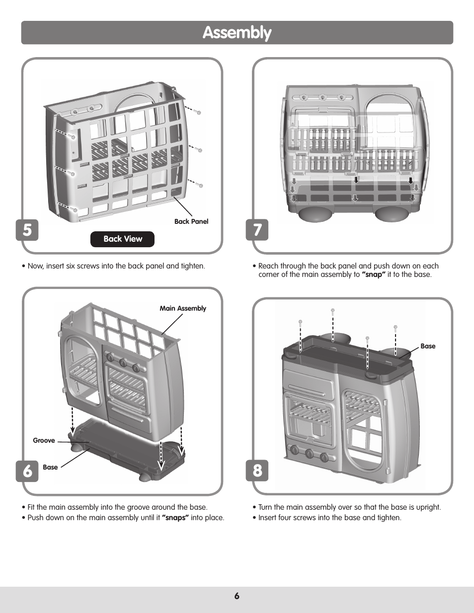 Assembly 5 | Fisher-Price DORA TALKING KITCHEN H1581 User Manual | Page 6 / 12