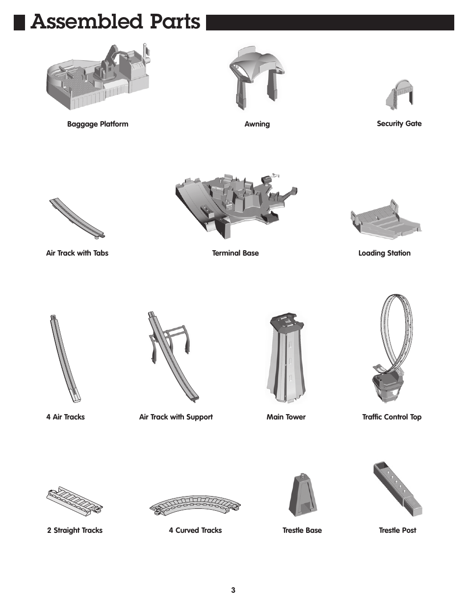 Assembled parts | Fisher-Price GEOTRAX N3985 User Manual | Page 3 / 7