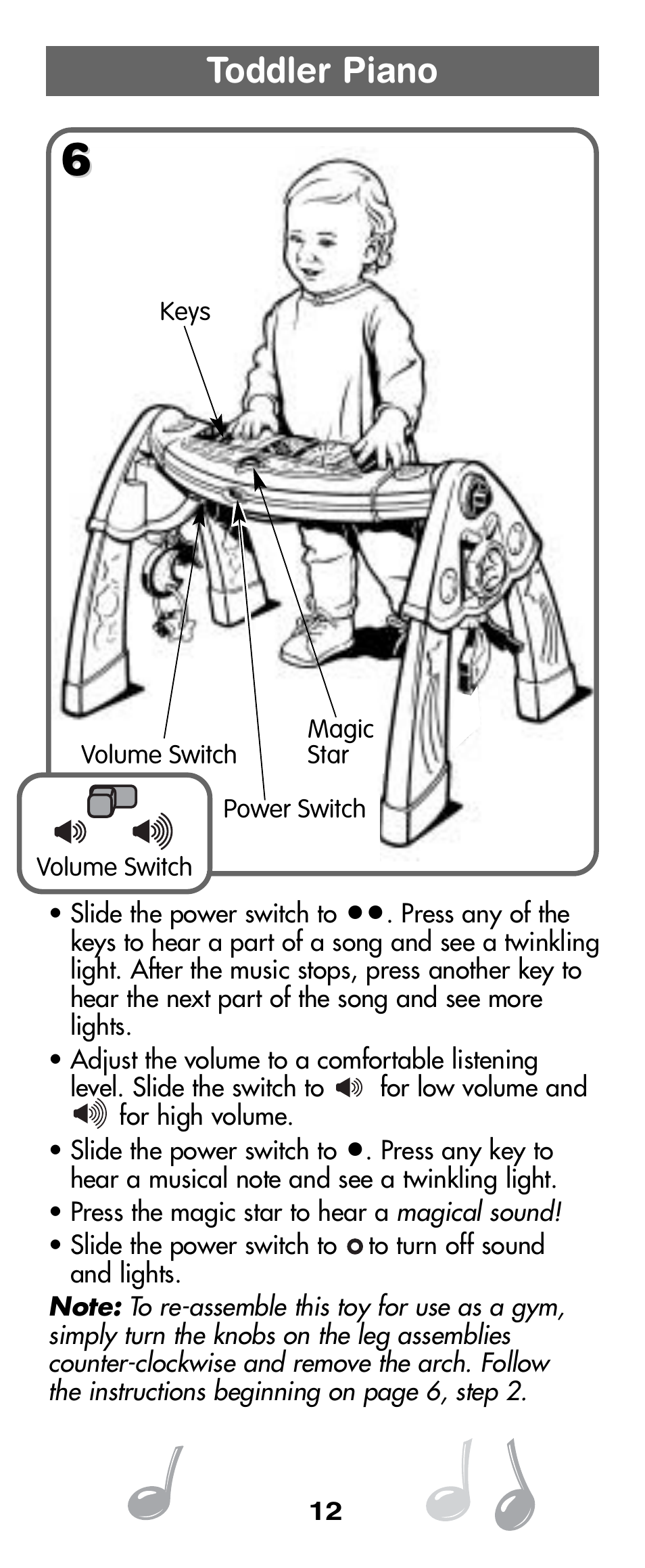 Toddler piano | Fisher-Price SPARKLING SYMPHONY 71970 User Manual | Page 12 / 16