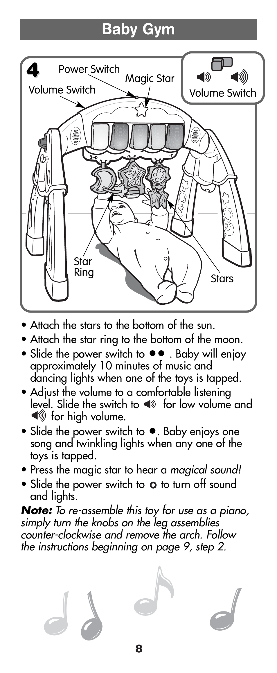 Baby gym | Fisher-Price SPARKLING SYMPHONY 71970 User Manual | Page 8 / 16