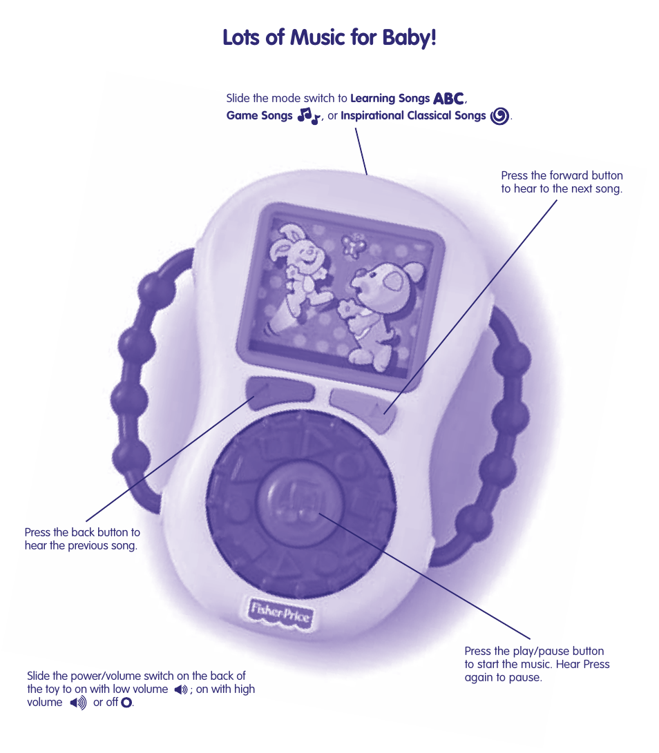 Lots of music for baby | Fisher-Price K6422 User Manual | Page 3 / 4