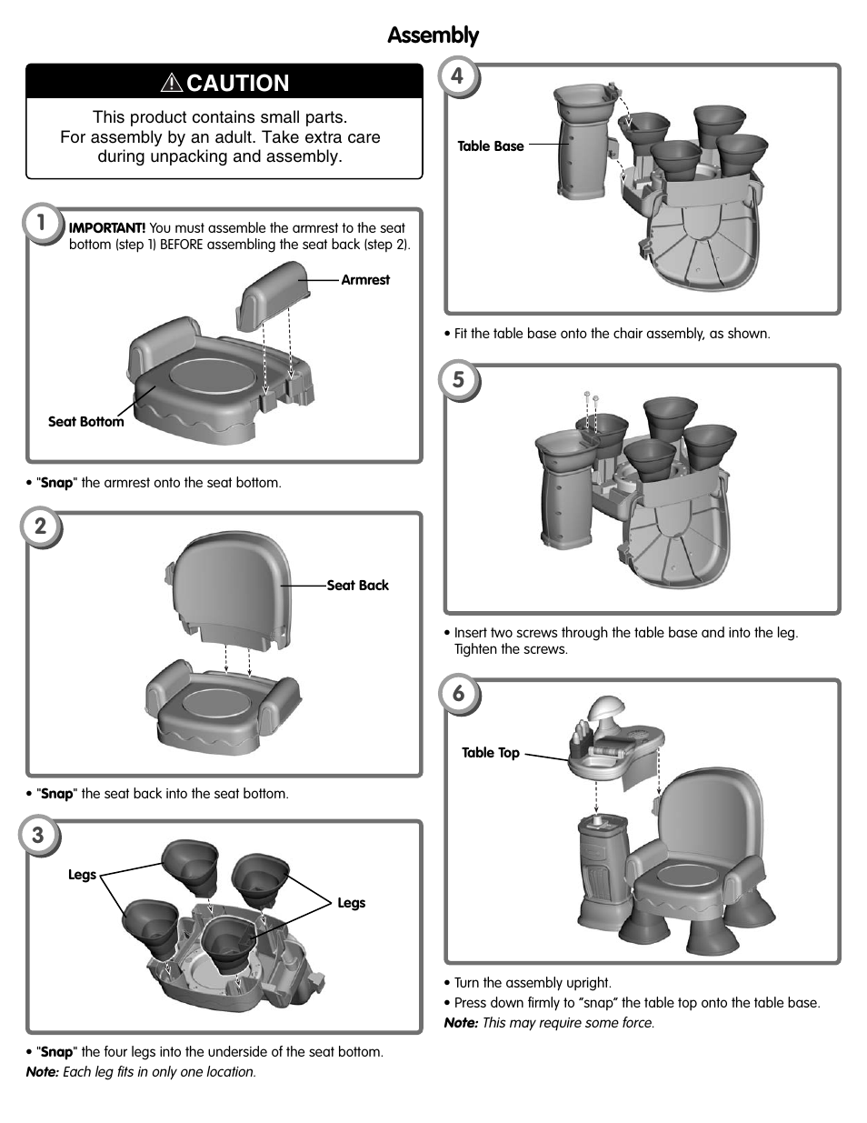 Assembly 4, 1caution | Fisher-Price L3479 User Manual | Page 3 / 4