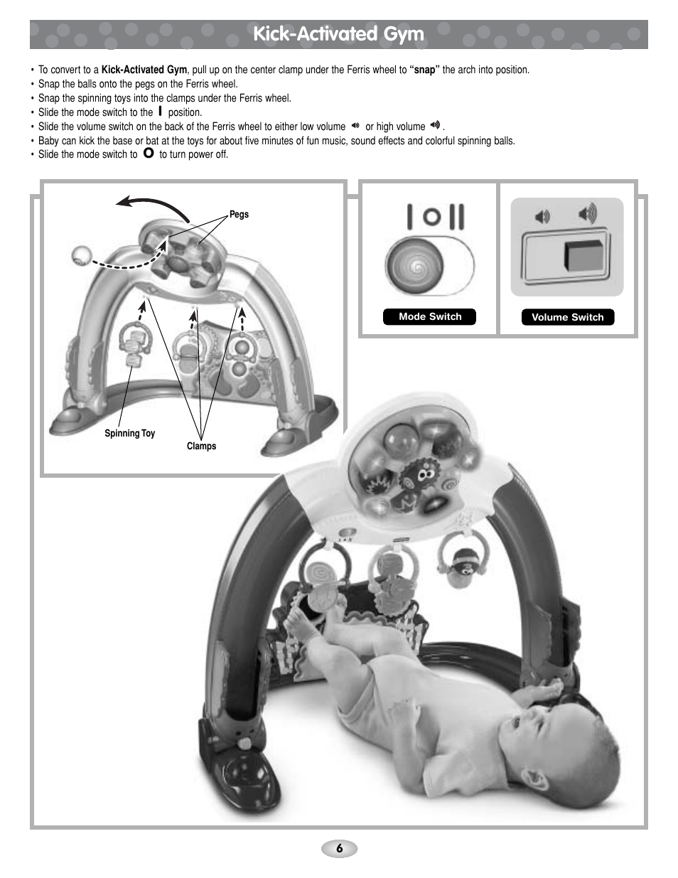 Kick-activated gym | Fisher-Price C1454 User Manual | Page 6 / 8