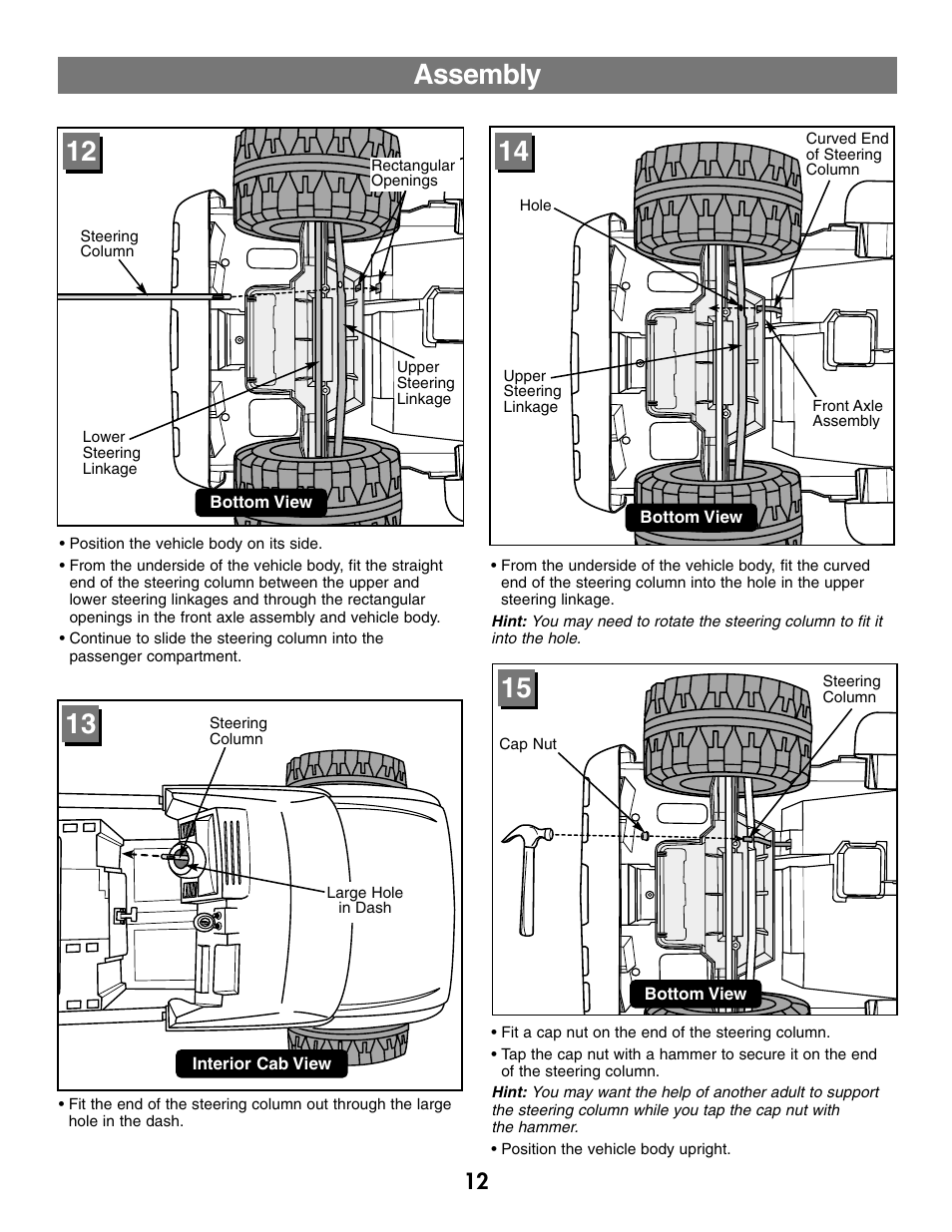 Assembly | Fisher-Price SILVERADO B1476 User Manual | Page 12 / 28