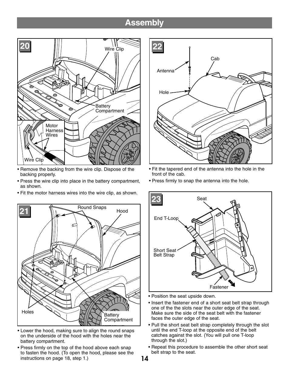 Assembly | Fisher-Price SILVERADO B1476 User Manual | Page 14 / 28