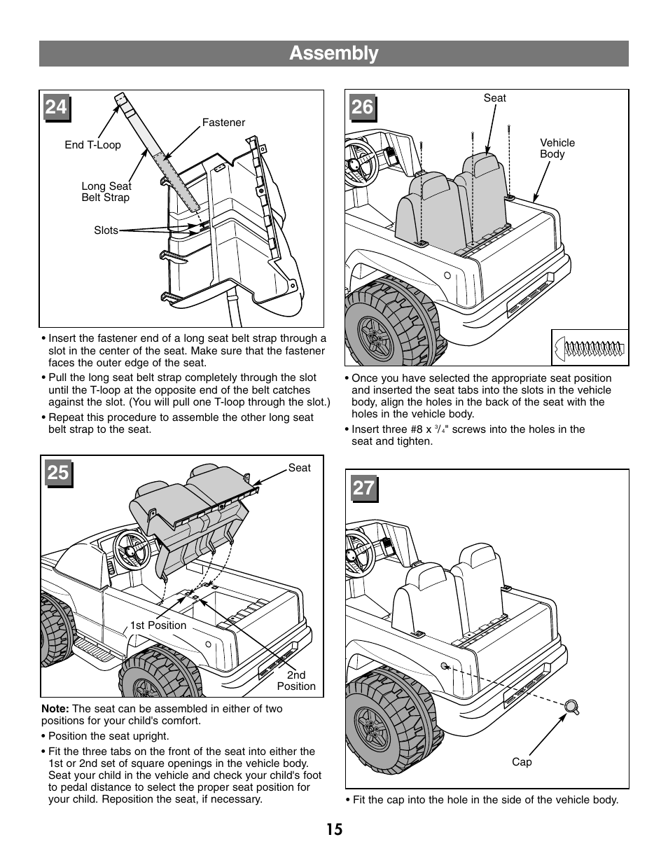 Assembly | Fisher-Price SILVERADO B1476 User Manual | Page 15 / 28