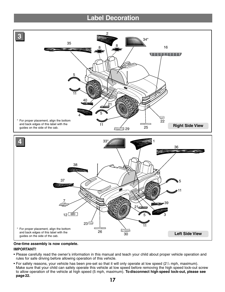 Label decoration | Fisher-Price SILVERADO B1476 User Manual | Page 17 / 28