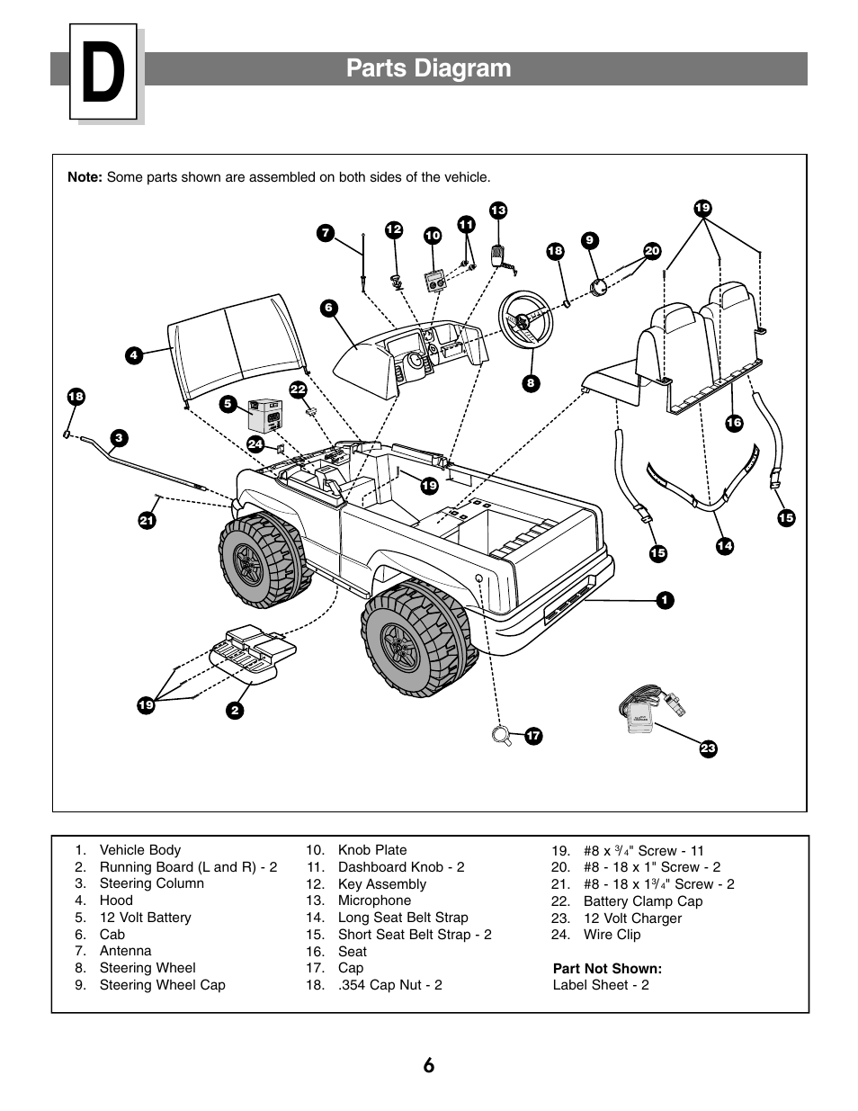 Parts diagram | Fisher-Price SILVERADO B1476 User Manual | Page 6 / 28