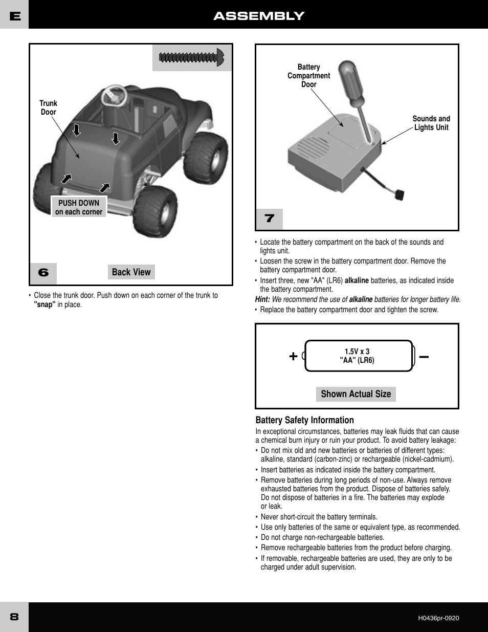 Assembly | Fisher-Price GRAVE DIGGER H0436 User Manual | Page 8 / 20