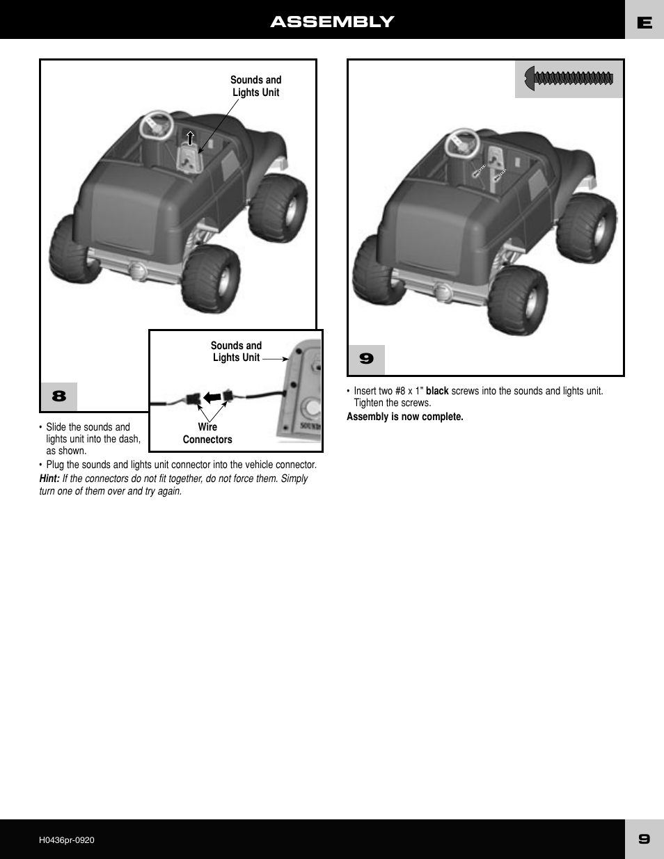 Assembly | Fisher-Price GRAVE DIGGER H0436 User Manual | Page 9 / 20