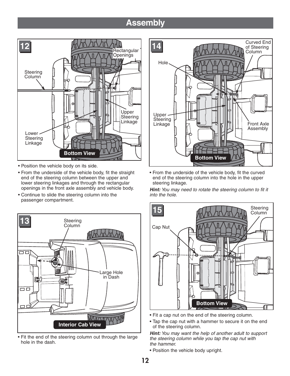 Assembly | Fisher-Price Power Wheels by Fisher Price Chevrolet Silverado B1476 User Manual | Page 12 / 32