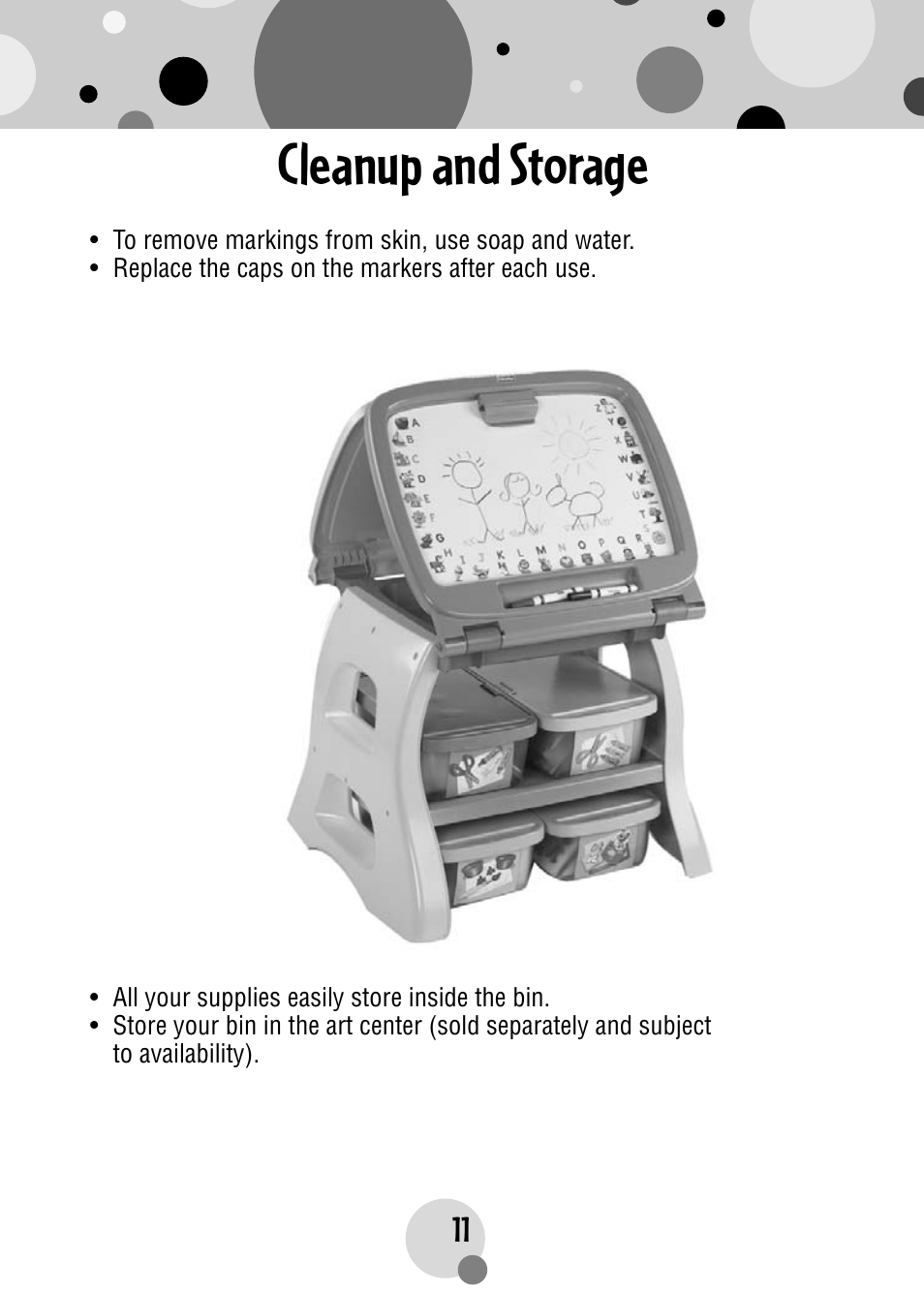 Cleanup and storage | Fisher-Price PLAYMYWAY R4567 User Manual | Page 11 / 12