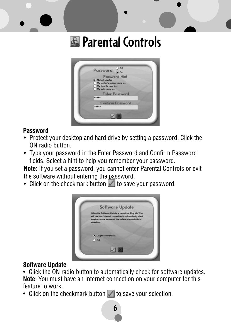 Parental controls | Fisher-Price PLAYMYWAY R4567 User Manual | Page 6 / 12