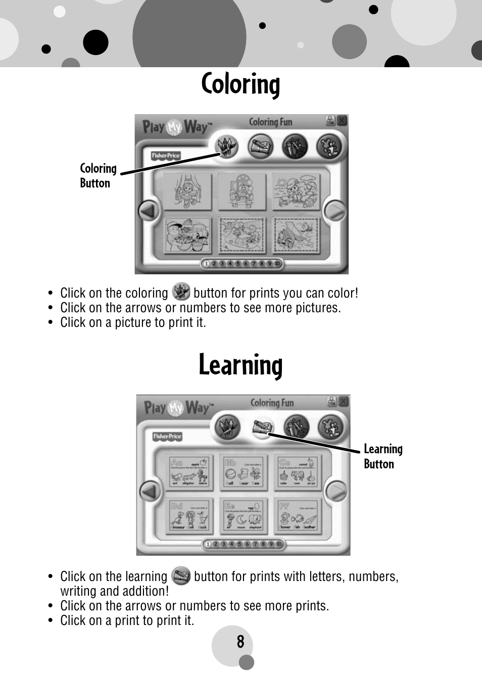 Coloring learning | Fisher-Price PLAYMYWAY R4567 User Manual | Page 8 / 12