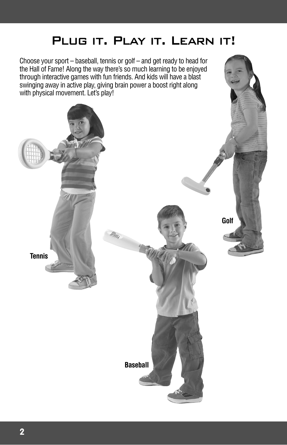 Plug it. play it. learn it | Fisher-Price 3-IN-1 SMART SPORTS! R9701 User Manual | Page 2 / 16