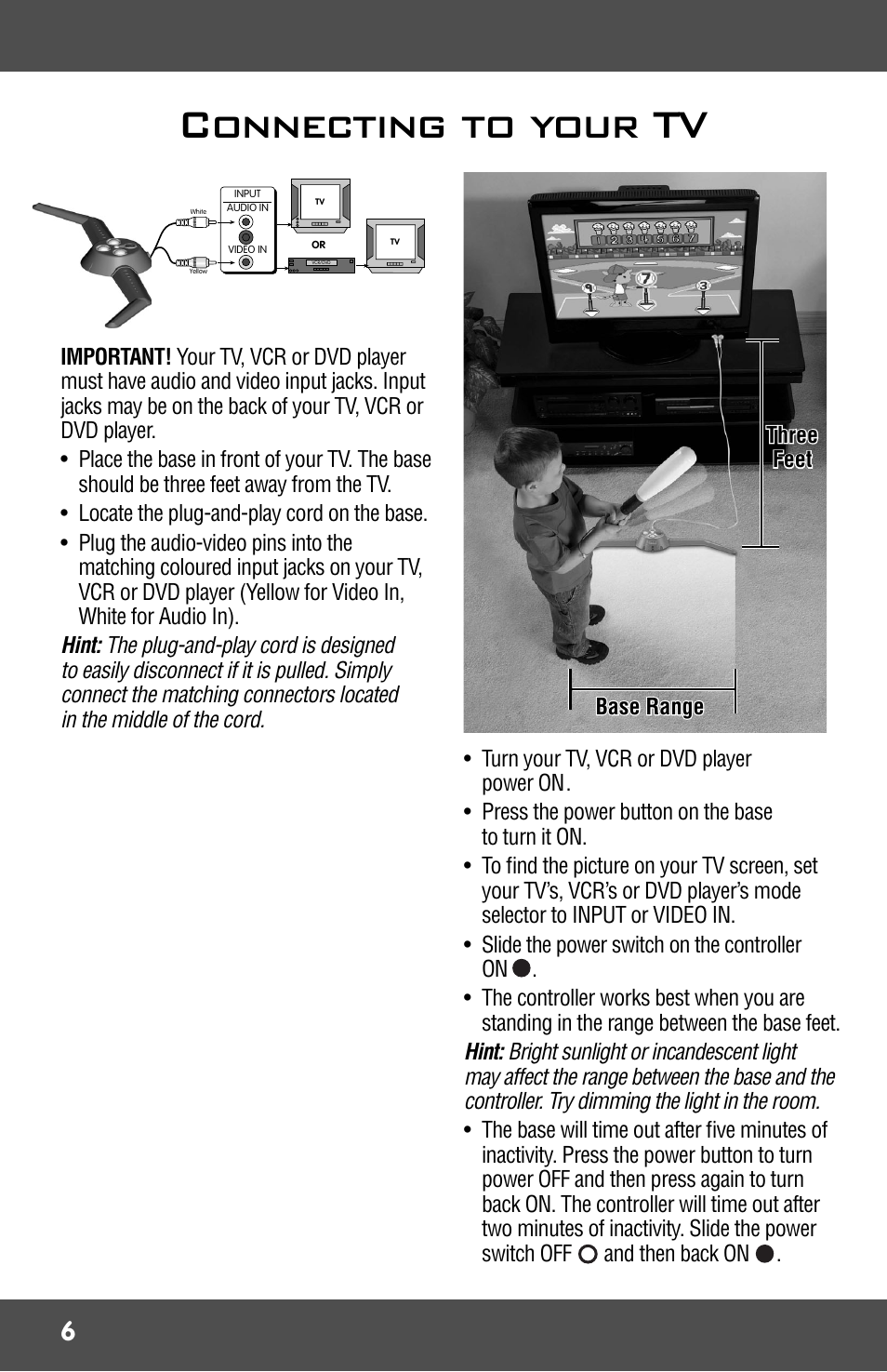 Connecting to your tv | Fisher-Price 3-IN-1 SMART SPORTS! R9701 User Manual | Page 6 / 16