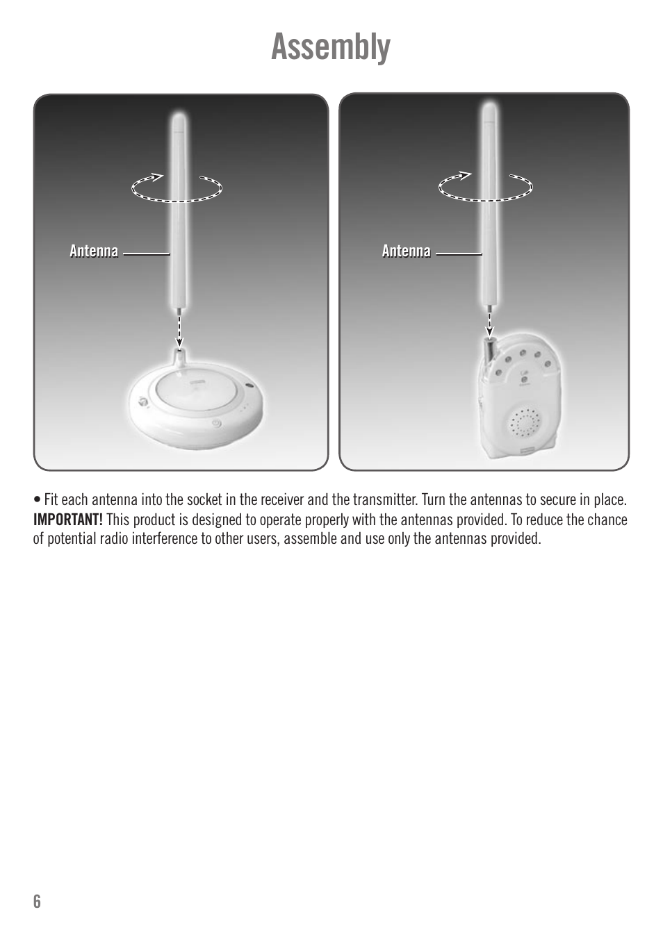 Assembly | Fisher-Price N3216 User Manual | Page 6 / 16
