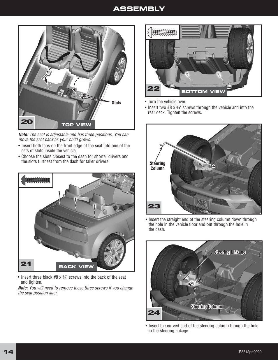 Assembly | Fisher-Price P8812 User Manual | Page 14 / 28
