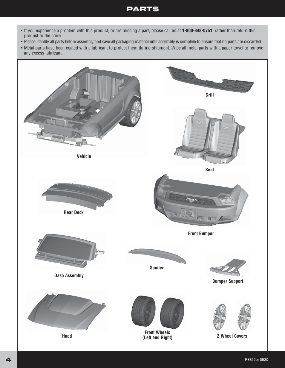 Parts | Fisher-Price P8812 User Manual | Page 4 / 28