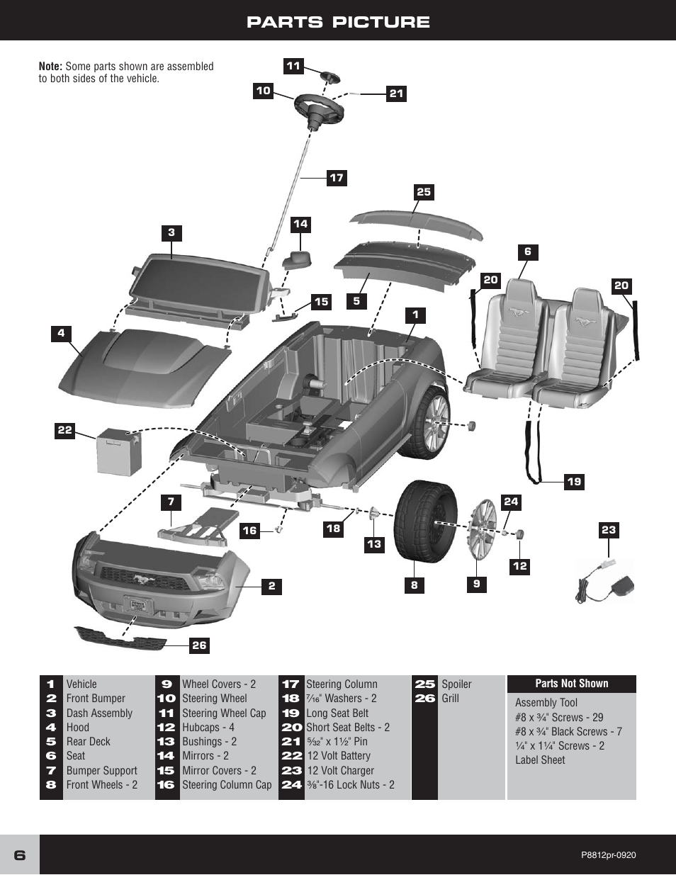 Parts picture | Fisher-Price P8812 User Manual | Page 6 / 28