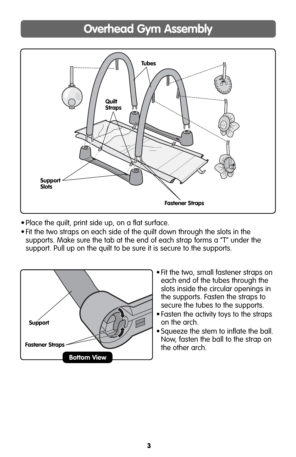 Overhead gym assembly | Fisher-Price KICK'N CRAWL H8094 User Manual | Page 3 / 8