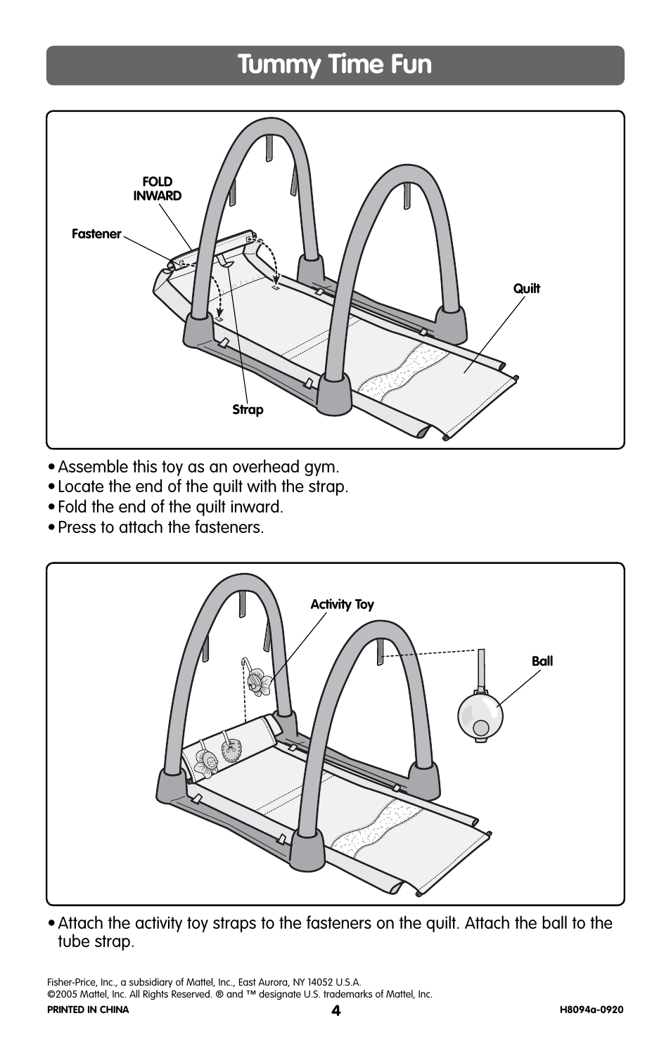 Tummy time fun | Fisher-Price KICK'N CRAWL H8094 User Manual | Page 4 / 8