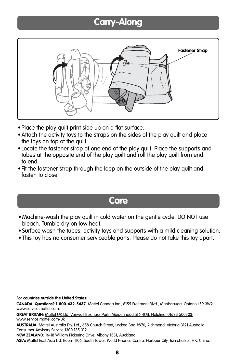 Care carry-along | Fisher-Price KICK'N CRAWL H8094 User Manual | Page 8 / 8