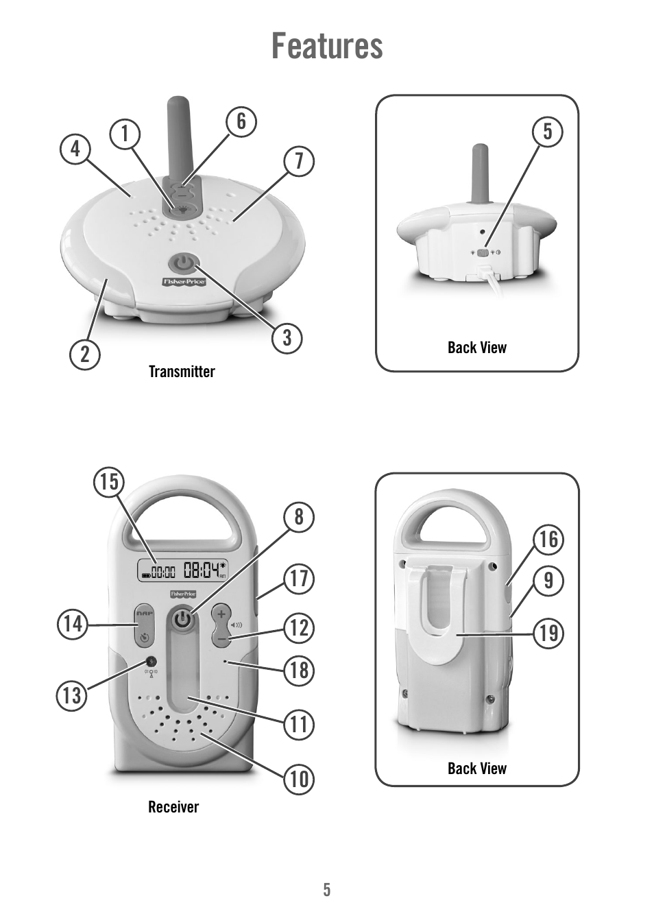 Features | Fisher-Price T4841 User Manual | Page 5 / 16