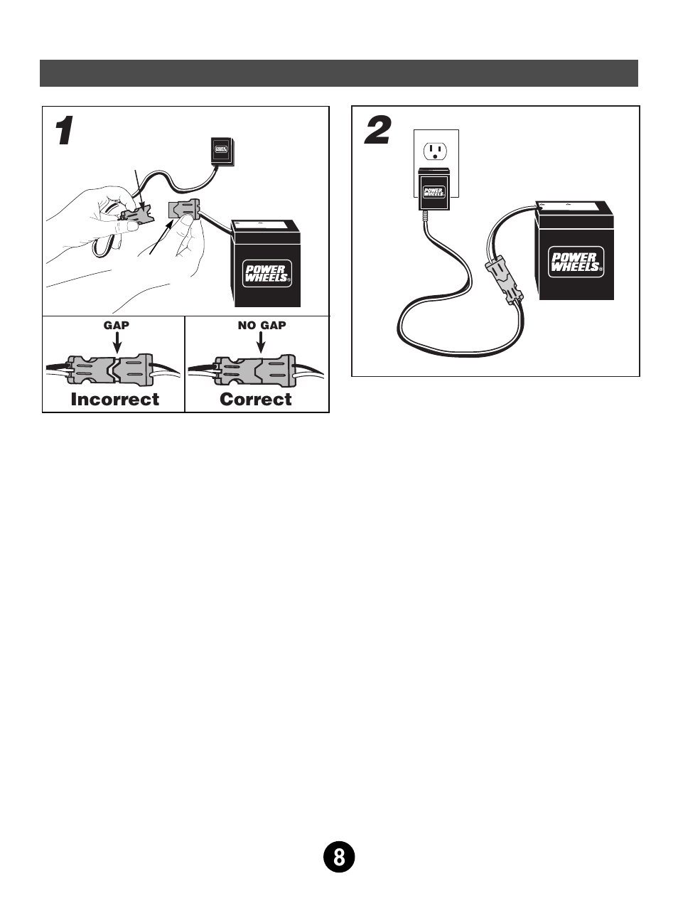 Battery charging, Incorrect correct | Fisher-Price 78476 User Manual | Page 8 / 28