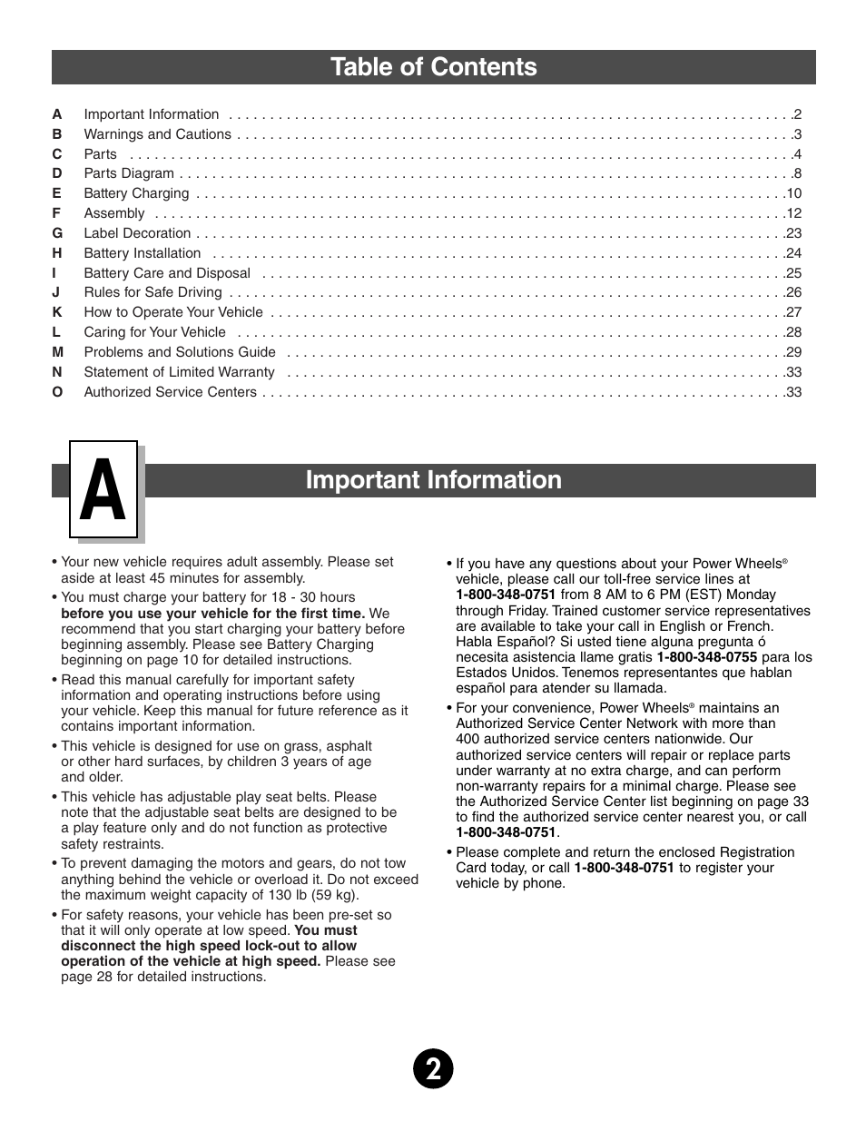 Table of contents important information | Fisher-Price BARBIE 78478 User Manual | Page 2 / 38