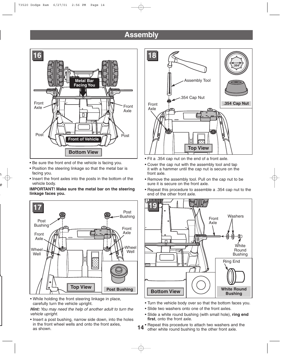 Assembly | Fisher-Price DODGE 73520 User Manual | Page 14 / 36