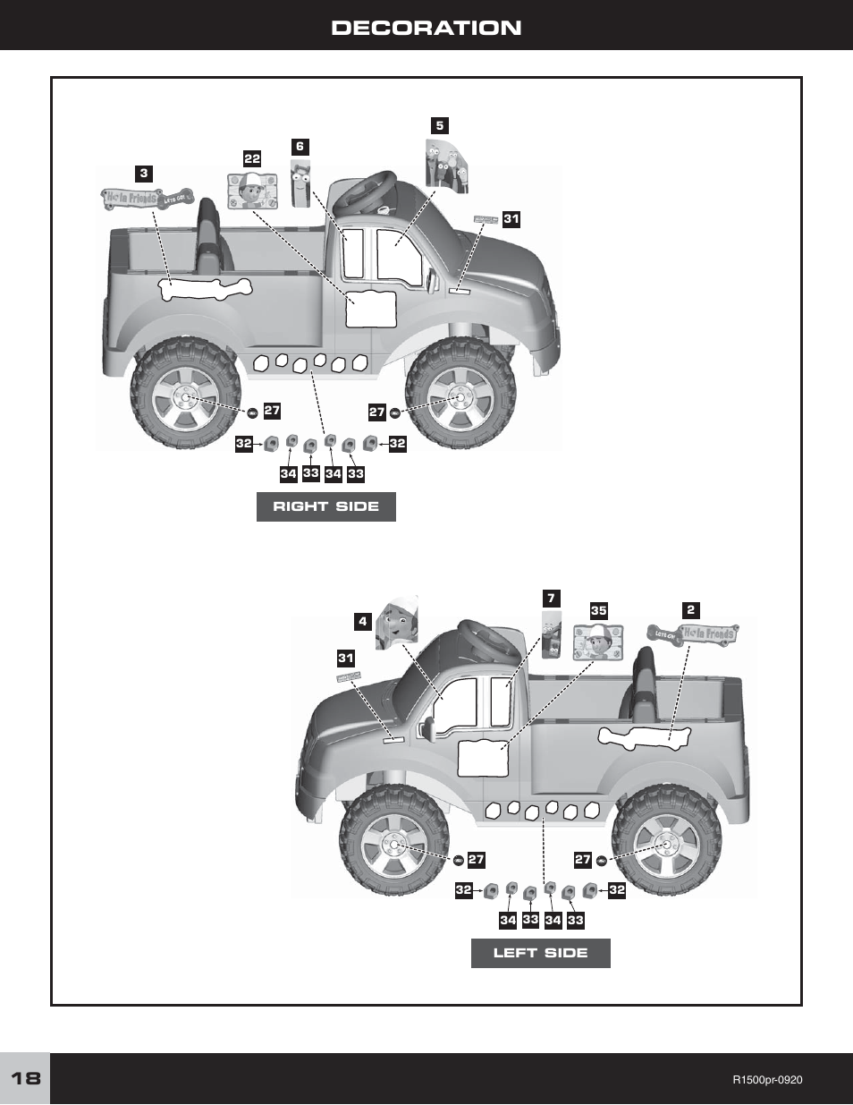 Decoration | Fisher-Price F-150 User Manual | Page 18 / 28
