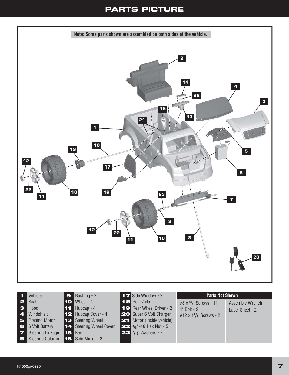 Parts picture | Fisher-Price F-150 User Manual | Page 7 / 28