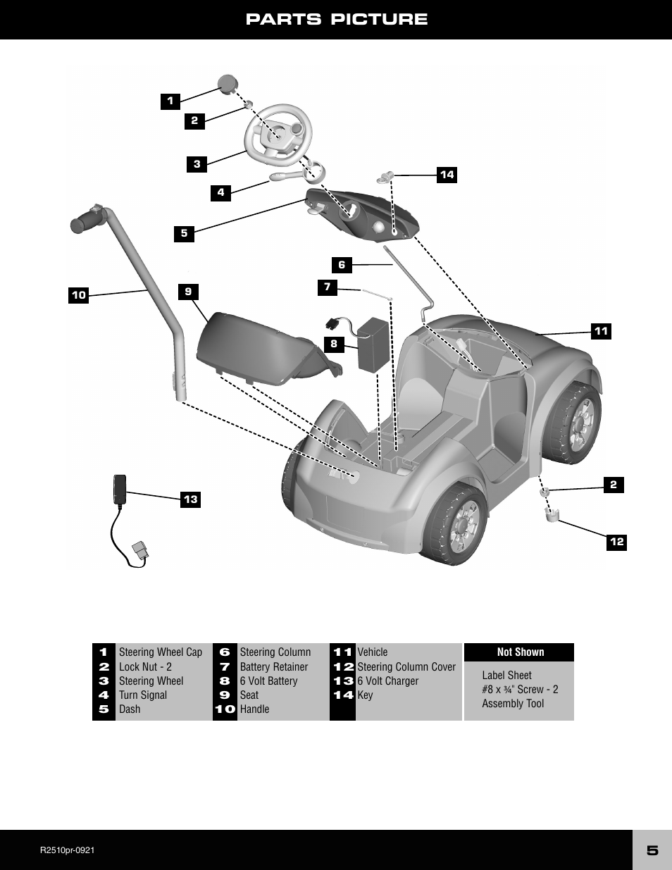 Parts picture | Fisher-Price R2510 User Manual | Page 5 / 20