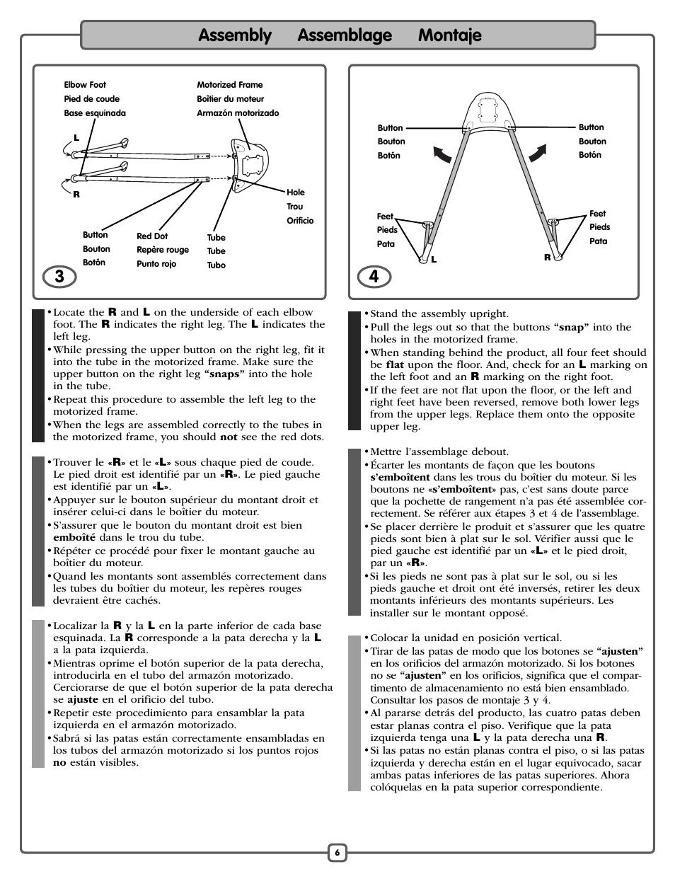 Assembly assemblage montaje | Fisher-Price P0098 User Manual | Page 6 / 24