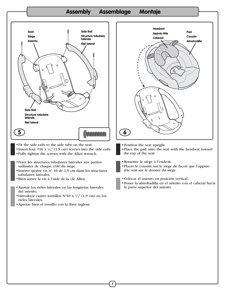 Assembly assemblage montaje | Fisher-Price P0098 User Manual | Page 7 / 24