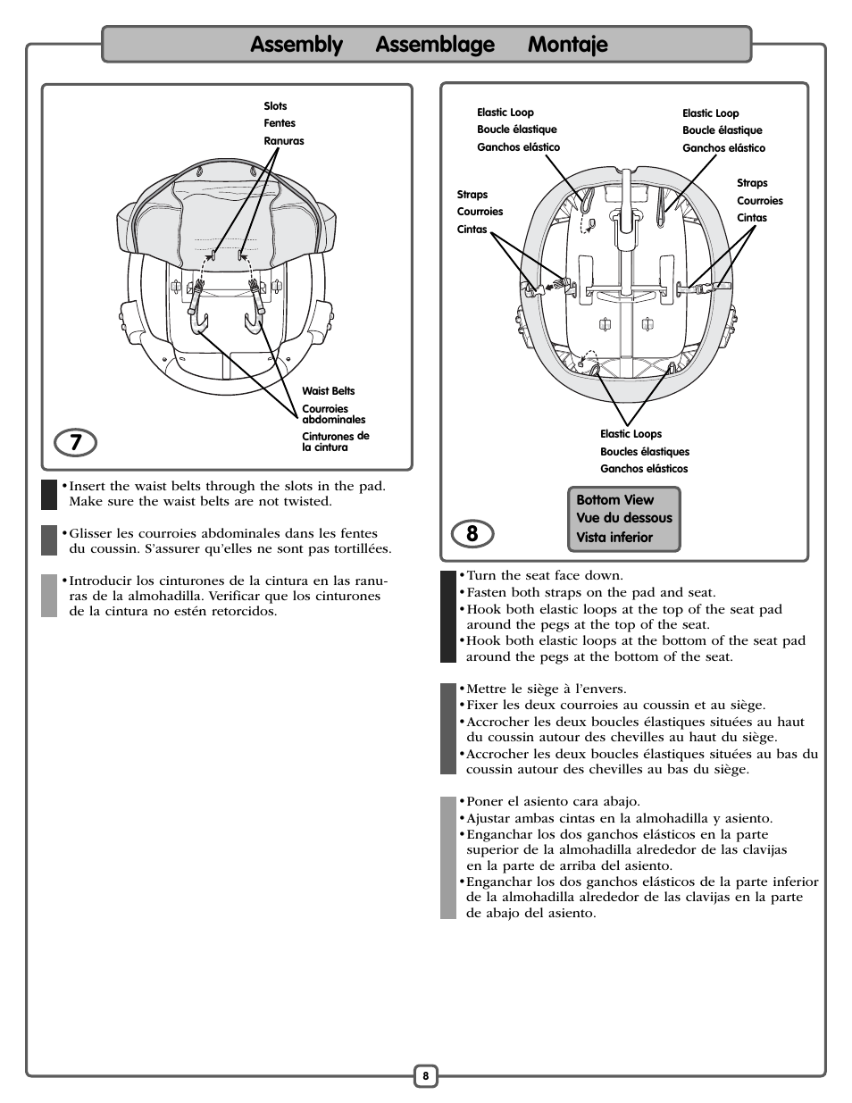Assembly assemblage montaje | Fisher-Price P0098 User Manual | Page 8 / 24