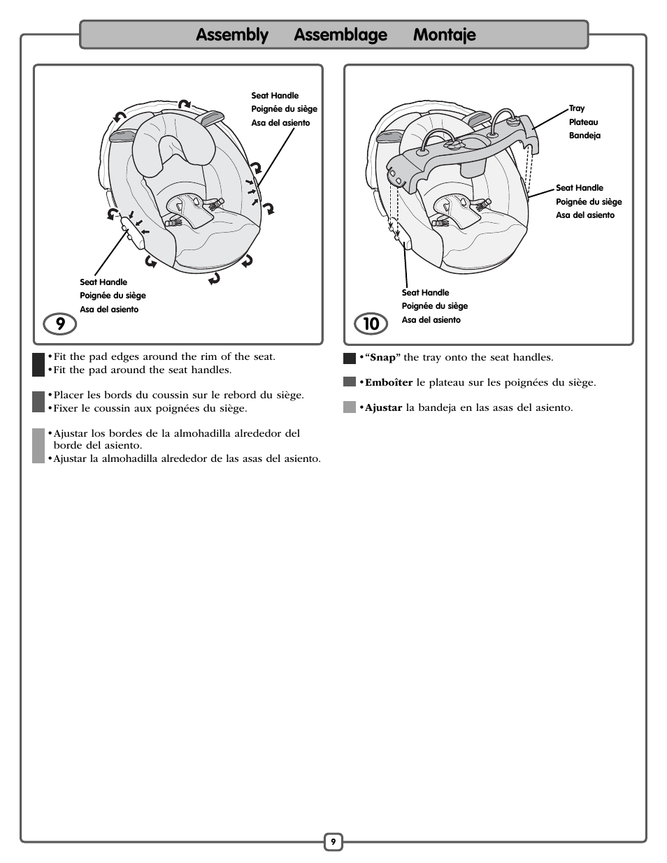 Assembly assemblage montaje | Fisher-Price P0098 User Manual | Page 9 / 24