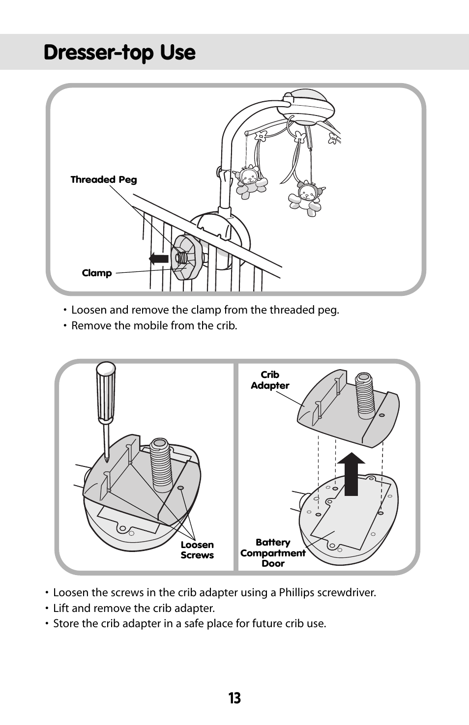 Dresser-top use | Fisher-Price BUTTERFLY DREAMS C0108 User Manual | Page 13 / 16