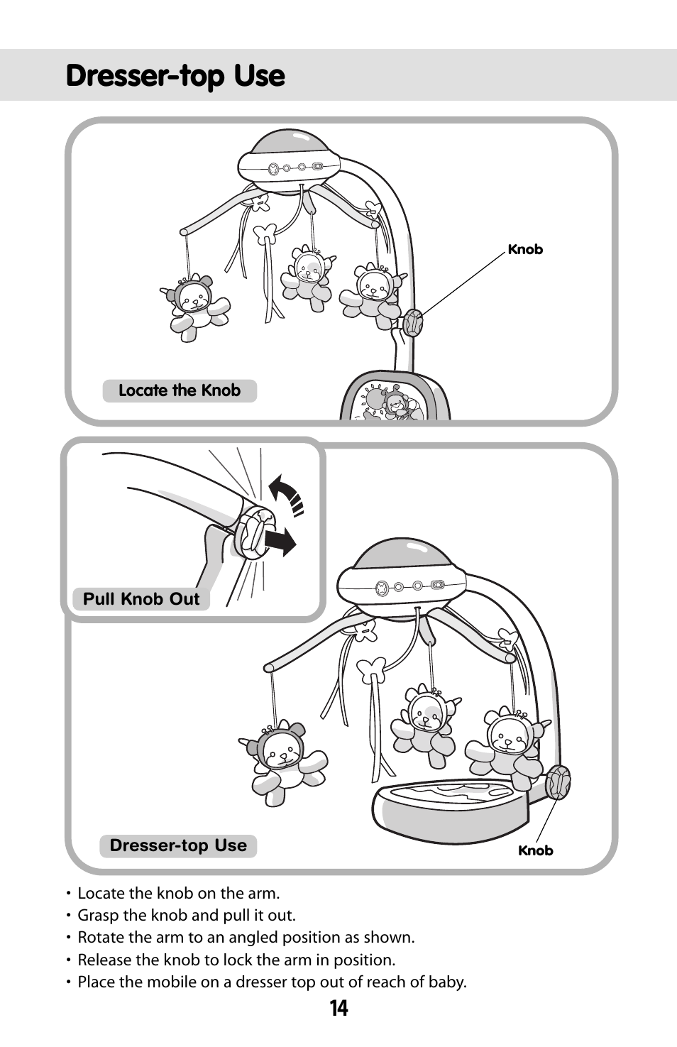Dresser-top use | Fisher-Price BUTTERFLY DREAMS C0108 User Manual | Page 14 / 16