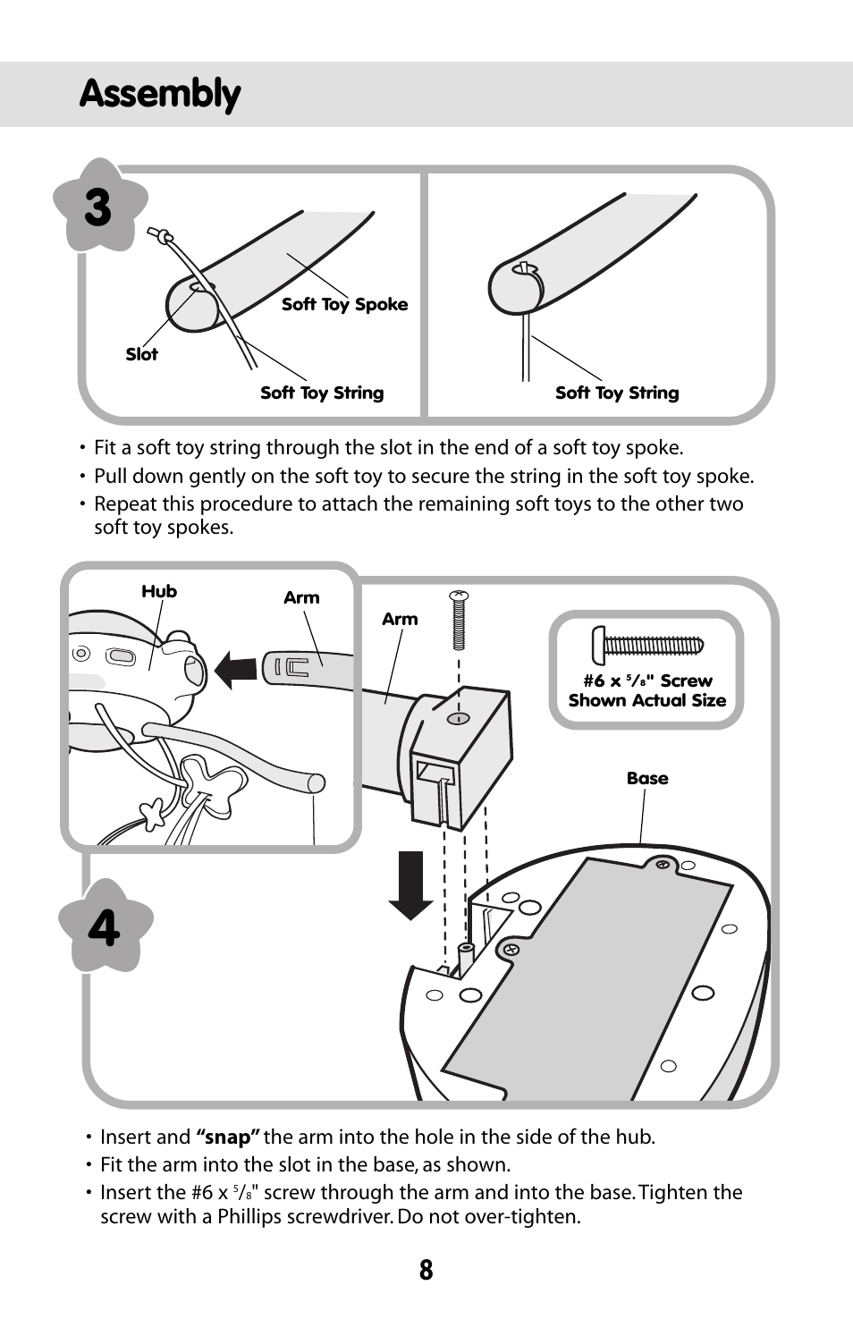 Assembly | Fisher-Price BUTTERFLY DREAMS C0108 User Manual | Page 8 / 16