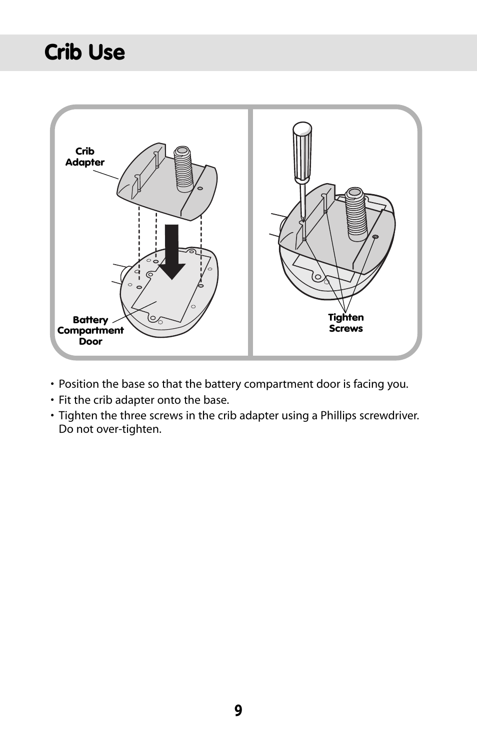 Crib use | Fisher-Price BUTTERFLY DREAMS C0108 User Manual | Page 9 / 16