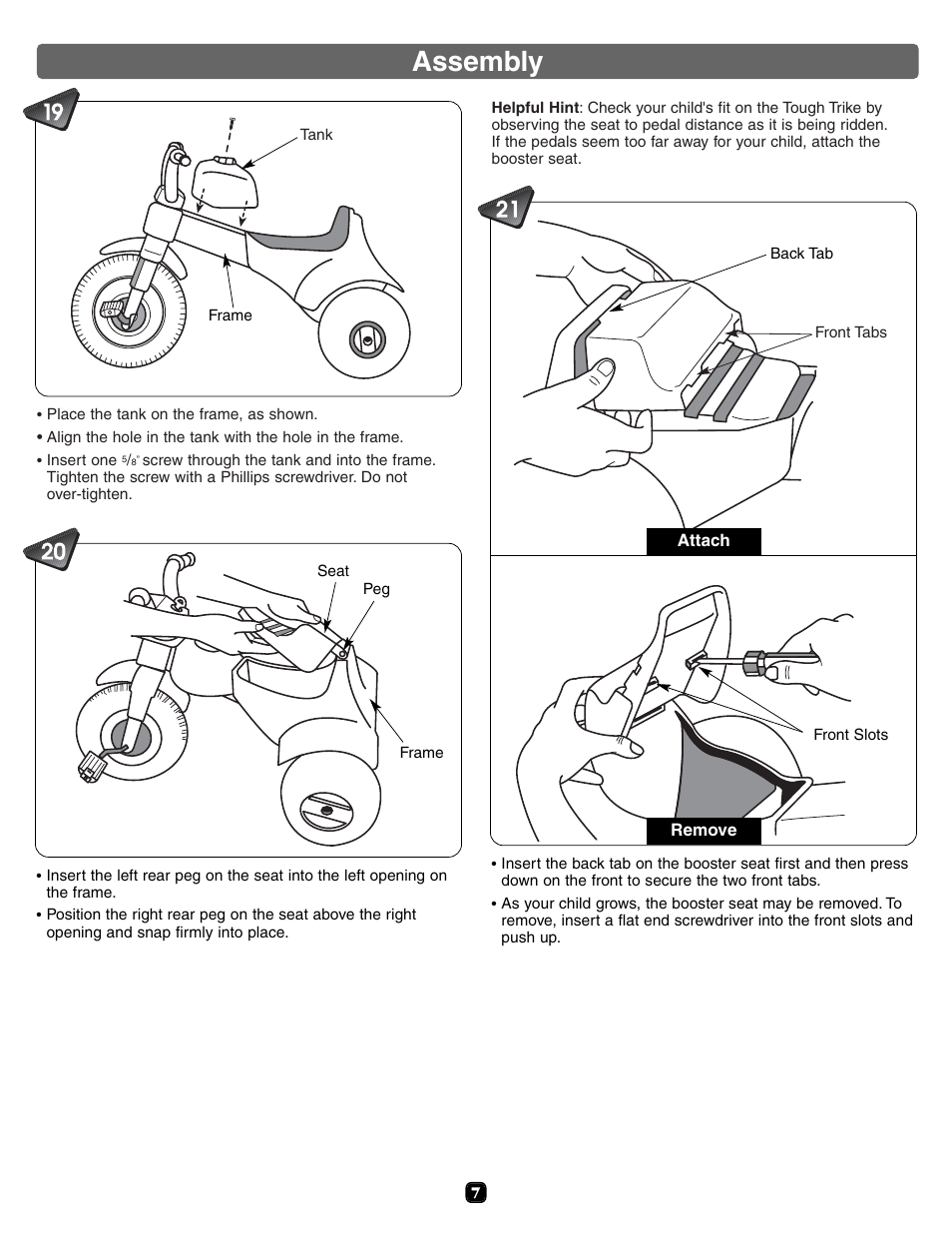 Assembly | Fisher-Price TOUGH TRIKE 72644 User Manual | Page 7 / 8