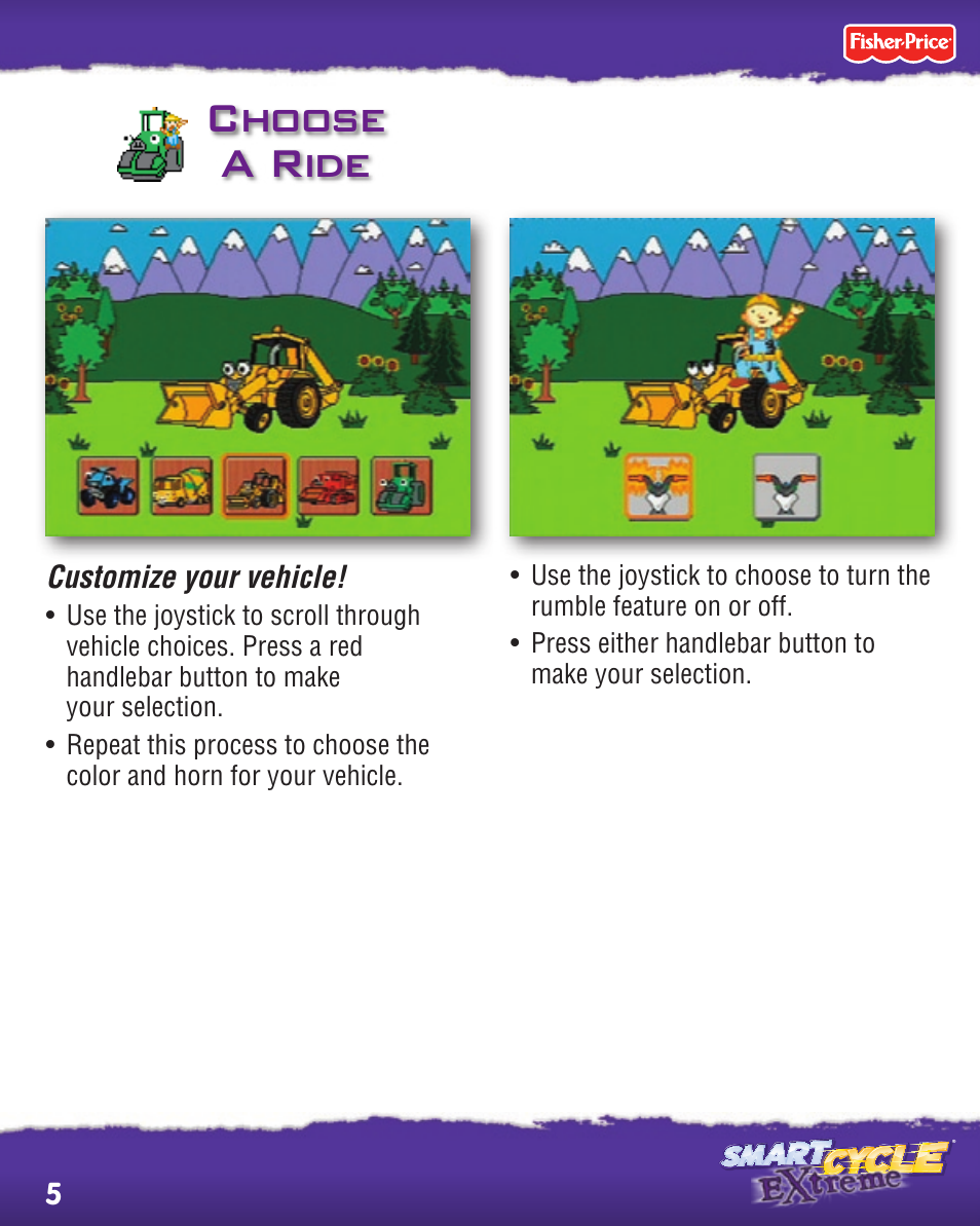 Choose a ride | Fisher-Price SMART CYCLE EXTREME P8897 User Manual | Page 5 / 20