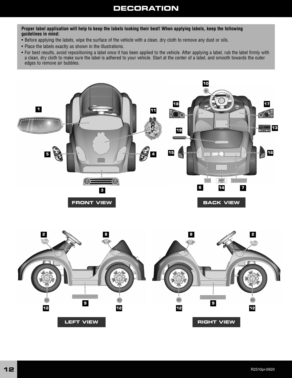 Decoration | Fisher-Price TOT ROD R2510 User Manual | Page 12 / 21