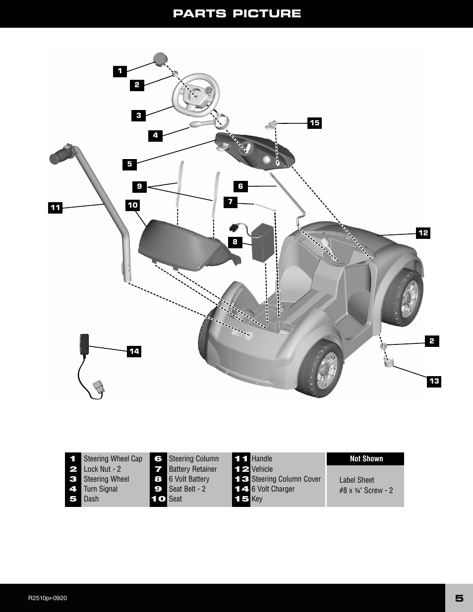 Parts picture | Fisher-Price TOT ROD R2510 User Manual | Page 5 / 21