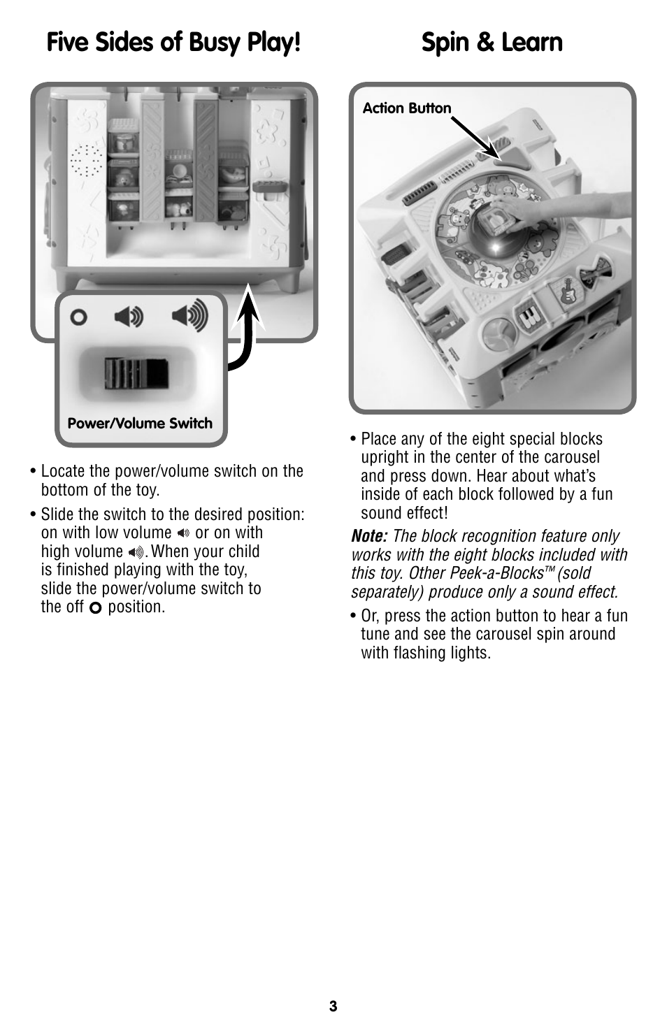 Five sides of busy play! spin & learn | Fisher-Price C5523 User Manual | Page 3 / 6